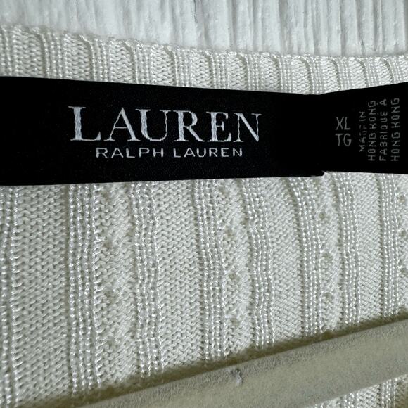 Lauren Ralph Lauren Mascarpone Cream Slim Cable-Knit Black Label Sweater Size XL - Picture 11 of 11